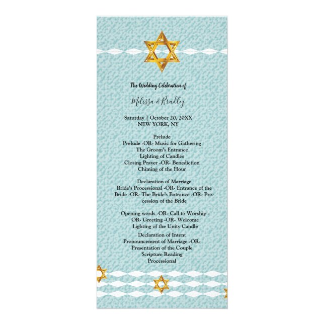 Star of David ceremony Program (Front)