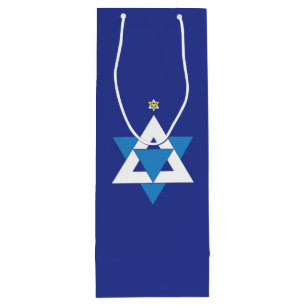 Star of David Christmas Tree Wine Gift Bag