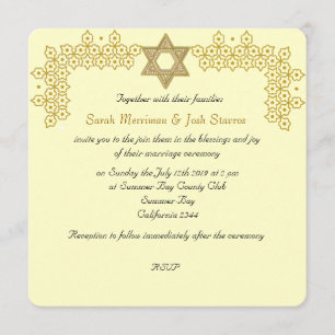 Star of David chuppah Jewish wedding Invitation