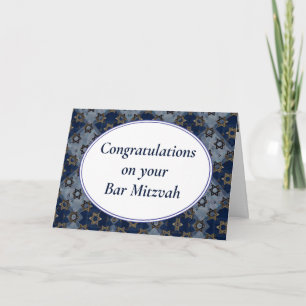 Star of David Classic  Bar Mitzvah Mazel Tov Card