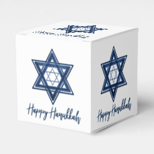 Star of David   Classic Blue Modern Happy Hanukkah Favor Box