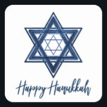 Star of David | Classic Blue Modern Happy Hanukkah Square Sticker<br><div class="desc">Minimal classic blue Bar/Bat Mitzvah and Hanukkah modern Star of David against a white background creates an elegant,  sophisticated design. For other coordinating colours or matching products,  visit JustFharryn @ Zazzle.com. All rights reserved. #zazzlemade</div>