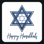 Star of David | Classic Blue Modern Happy Hanukkah Square Sticker<br><div class="desc">Minimal classic blue Bar/Bat Mitzvah and Hanukkah modern Star of David against a white background creates an elegant,  sophisticated design. For other coordinating colours or matching products,  visit JustFharryn @ Zazzle.com. All rights reserved. #zazzlemade</div>