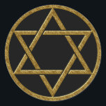 STAR OF DAVID CLASSIC ROUND STICKER<br><div class="desc">Gold Star of David.</div>