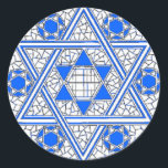 Star of David Classic Round Sticker<br><div class="desc">(multiple products selected)Completely Customizable - personalize with text,  background colour,  image size and placement. Makes a great gift for holidays,  Bar & Bat Mitzvahs,  Hebrew or Sunday school teacher.</div>