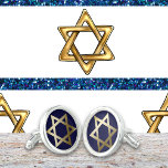 Star of David Cufflinks<br><div class="desc">Gold Star of David on navy blue background.</div>