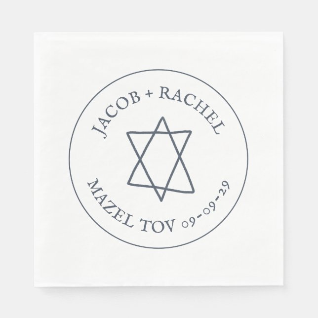 Star of David Custom MAZEL TOV Jewish Wedding Napkin (Front)