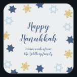 Star of David | Cute Blue and Gold  Hanukkah Square Sticker<br><div class="desc">Cute Hanukkah Blue Star of David design</div>