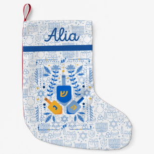 Star of David Elegance Hanukkah Chanukkah Blue  Small Christmas Stocking