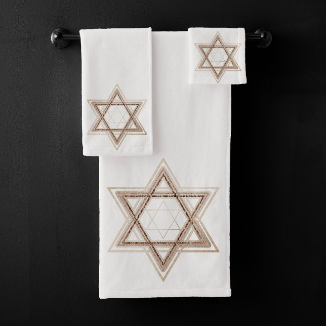 Star of David | Elegant Gold and White Modern Bath Towel Set (Creator Uploaded)