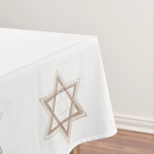 Star of David   Elegant Gold and White Modern Tablecloth