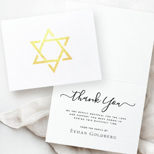Star of David elegant real foil sympathy thank you Foil Card