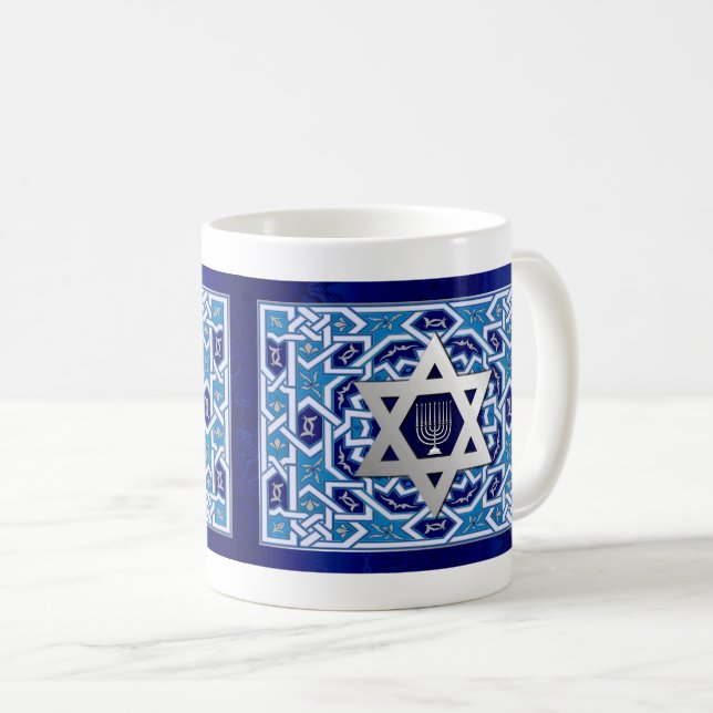 Star of David et Menorah Hanoukka Gift Mugs (Devant droit)