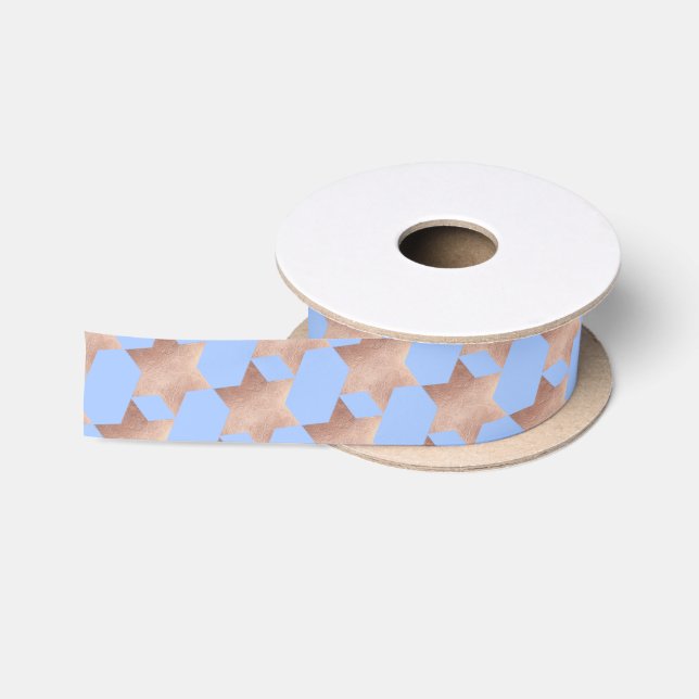 Star of David/Faux Rose Gold/DIY background Satin Ribbon (Spool)