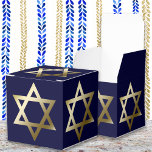 Star of David Favor Box<br><div class="desc">Gold Star of David on navy blue background.</div>