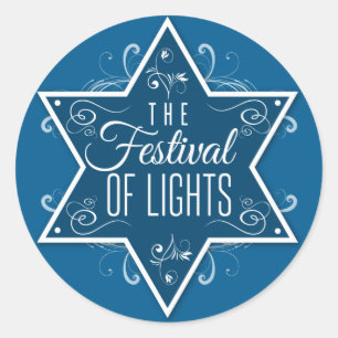 Star of David Festival of Lights Blue Hanukkah Classic Round Sticker