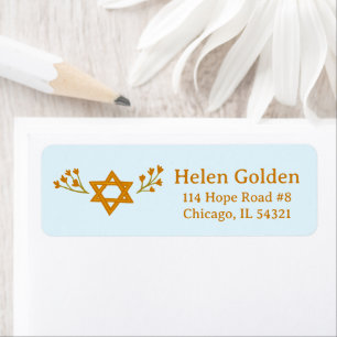Star of David Floral Jewish Return Address