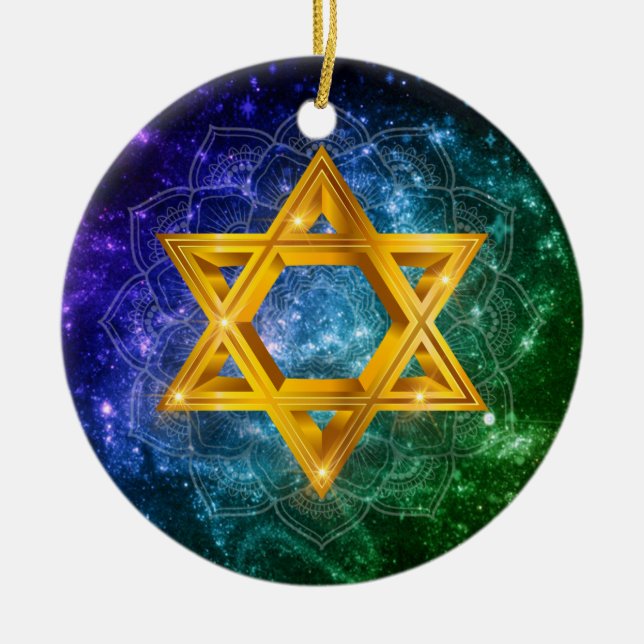 Star of David Galaxy - Magen David Ceramic Ornament (Front)