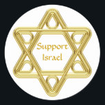 Star of David Gold Classic Round Sticker<br><div class="desc">Show your pride in your Jewish heritage and your support of Israel with this stylized Star of David gold design. This design is fully customizable add your own background colour and change the text.</div>