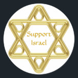 Star of David Gold Classic Round Sticker<br><div class="desc">Show your pride in your Jewish heritage and your support of Israel with this stylized Star of David gold design. This design is fully customizable add your own background colour and change the text.</div>