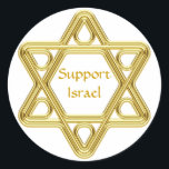 Star of David Gold Classic Round Sticker<br><div class="desc">Show your pride in your Jewish heritage and your support of Israel with this stylized Star of David gold design. This design is fully customizable add your own background colour and change the text.</div>