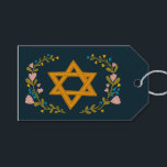 Star of David Hand-drawn Floral Hanukkah Custom  Gift Tags<br><div class="desc">Hand drawn star and florals by me for you. Great for a bat mitzvah or Jewish wedding or Hanukkah or other event. Customize with your own text on the back by clicking "personalize". For more designs and colours check my shop! Or let me know if you'd like something custom. Ask...</div>