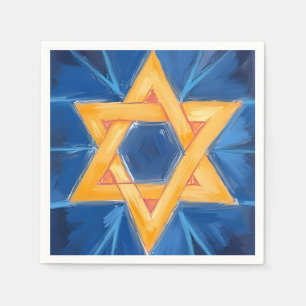 Star of David Hanukkah Blue Watercolor Napkin