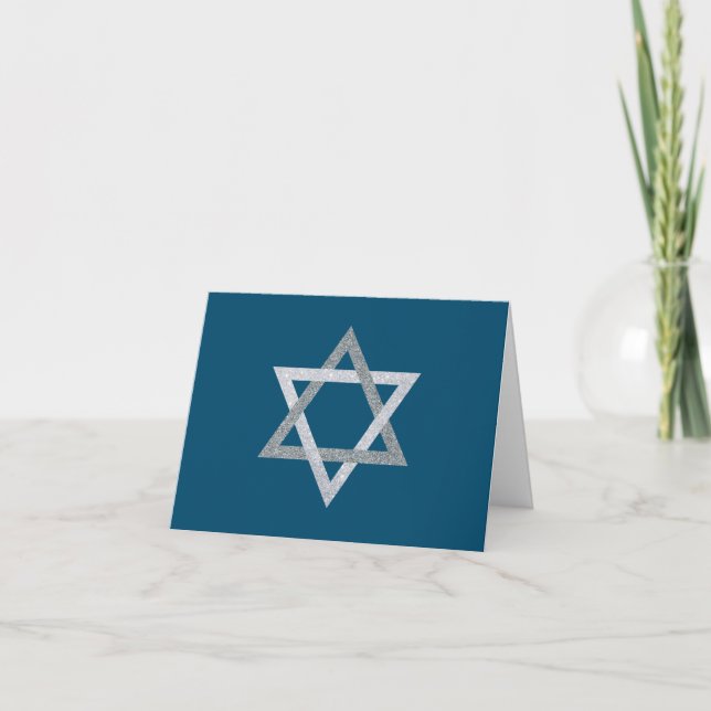Star of David Hanukkah Glitter Card (Front)
