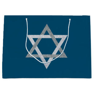 Star of David Hanukkah Glitter Large Gift Bag