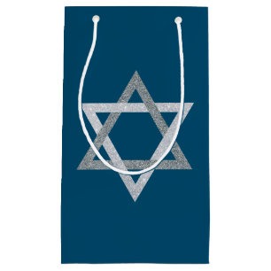 Star of David Hanukkah Glitter Small Gift Bag