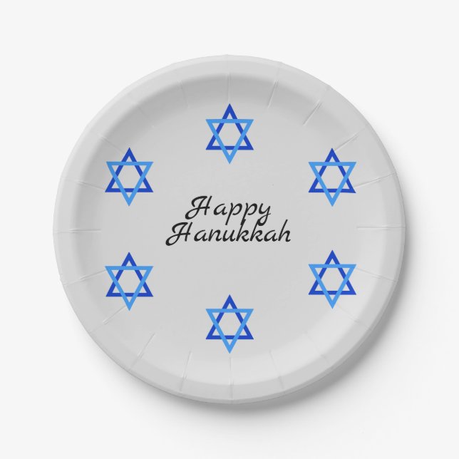 Star of David Hanukkah Paper Plate (Front)