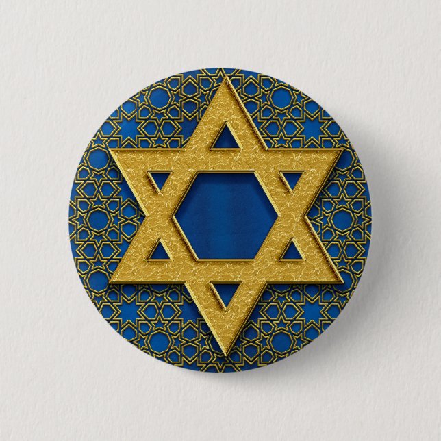 Star of David, Hanukkah Pattern Holiday Gift 2 Inch Round Button (Front)