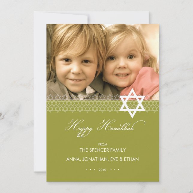 Star of David Hanukkah Photo Flat Card (Front)