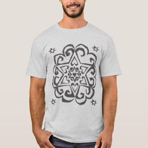 Star of David Heart Mandala Dark Ink T-Shirt