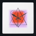 Star of David/Heart Wall Clock<br><div class="desc">This Star of David/Heart Wall Clock features a clean,  modern Star of David/ Heart design in black,  red and lavender-pink,  and is numberless.  Makes a nice gift item for someone you love,  or as a gift for yourself.</div>