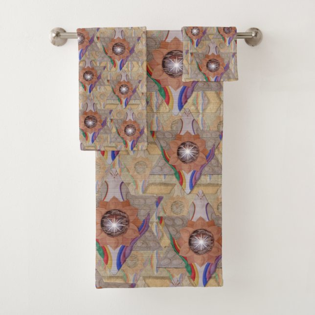 'Star of David' in leather and suede Bath Towel Set (Insitu)