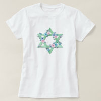 Star of David in light green with pastel flowers