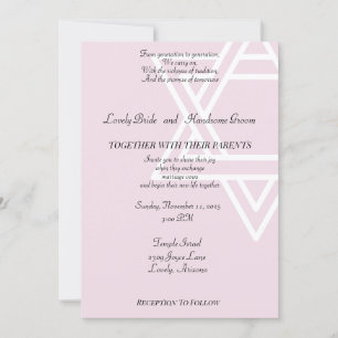  Star Of David In Pink Jewish Invitation