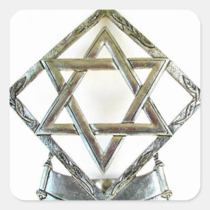 STAR OF DAVID IN SILVER SQUARE STICKER