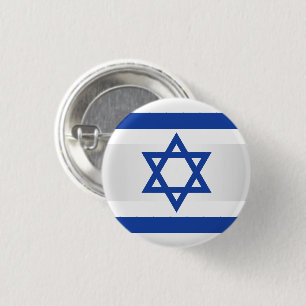 Star of David Israeli Flag White Blue 1 Inch Round Button