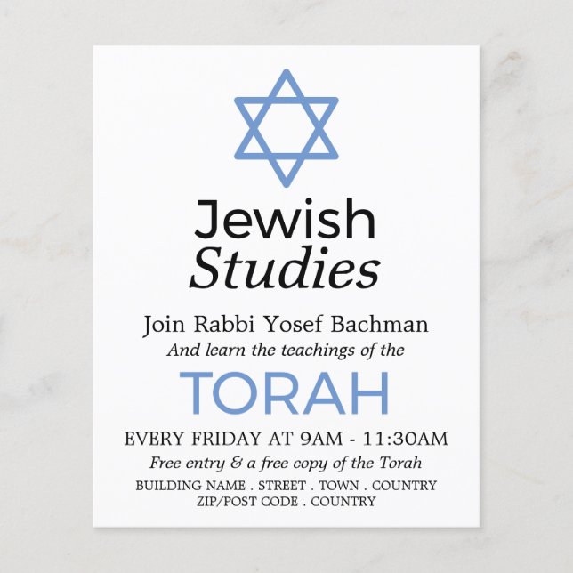 Star Of David, Judaism, Jewish Studies Advertising Flyer (Front)