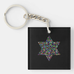 Star of David made with Gemstones in All Colours Keychain