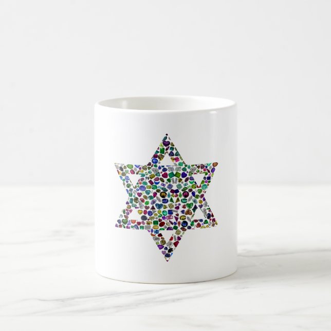 Star of David made with Gemstones in All Colours Magic Mug (Center)