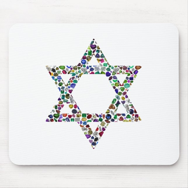 Star of David made with Gemstones in All Colours Mouse Pad (Front)