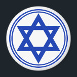 Star of David Magnet<br><div class="desc">Round magnet with an image of a royal blue Star of David and royal blue double border on white. See the entire Hanukkah Magnet collection under the HOME category in the HOLIDAYS section.</div>