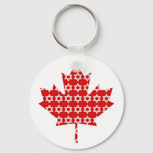 Star of David Maple Leaf Canadian Flag Ts, Gifts Keychain