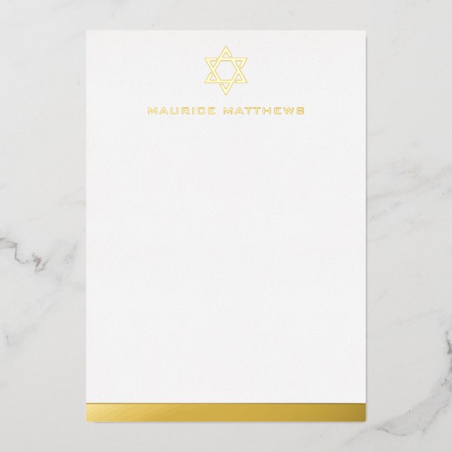 Star of David masculine name border flat foil card (Front)