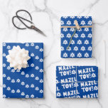 Star of David Mazel Tov Bar Bat Mitzvah Hanukkah  Wrapping Paper Sheet<br><div class="desc">Hope you like this hand made paper variety pack. You can change the background colours if you like! Check out my shop for lots more colours and patterns and let me know if you'd like something customized. I have matching bar mitzvah invitations, thank you notes, mazel tov cards, and more!...</div>