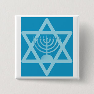 Star of David Menorah 2 Inch Square Button