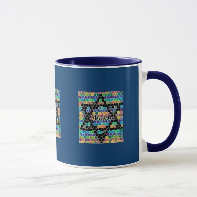 Star of David Mosaic-Shalom/Navy Blue Mug (Right)